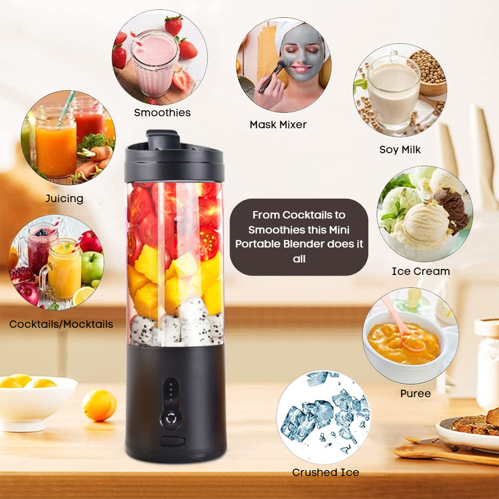 Mini Licuadora Portátil de Acero Inoxidable. La licuadora USB compacta que funciona con baterías que pone a su alcance la comodidad de un electrodoméstico de encimera. Crea deliciosos batidos, cócteles y batidos en cualquier lugar.