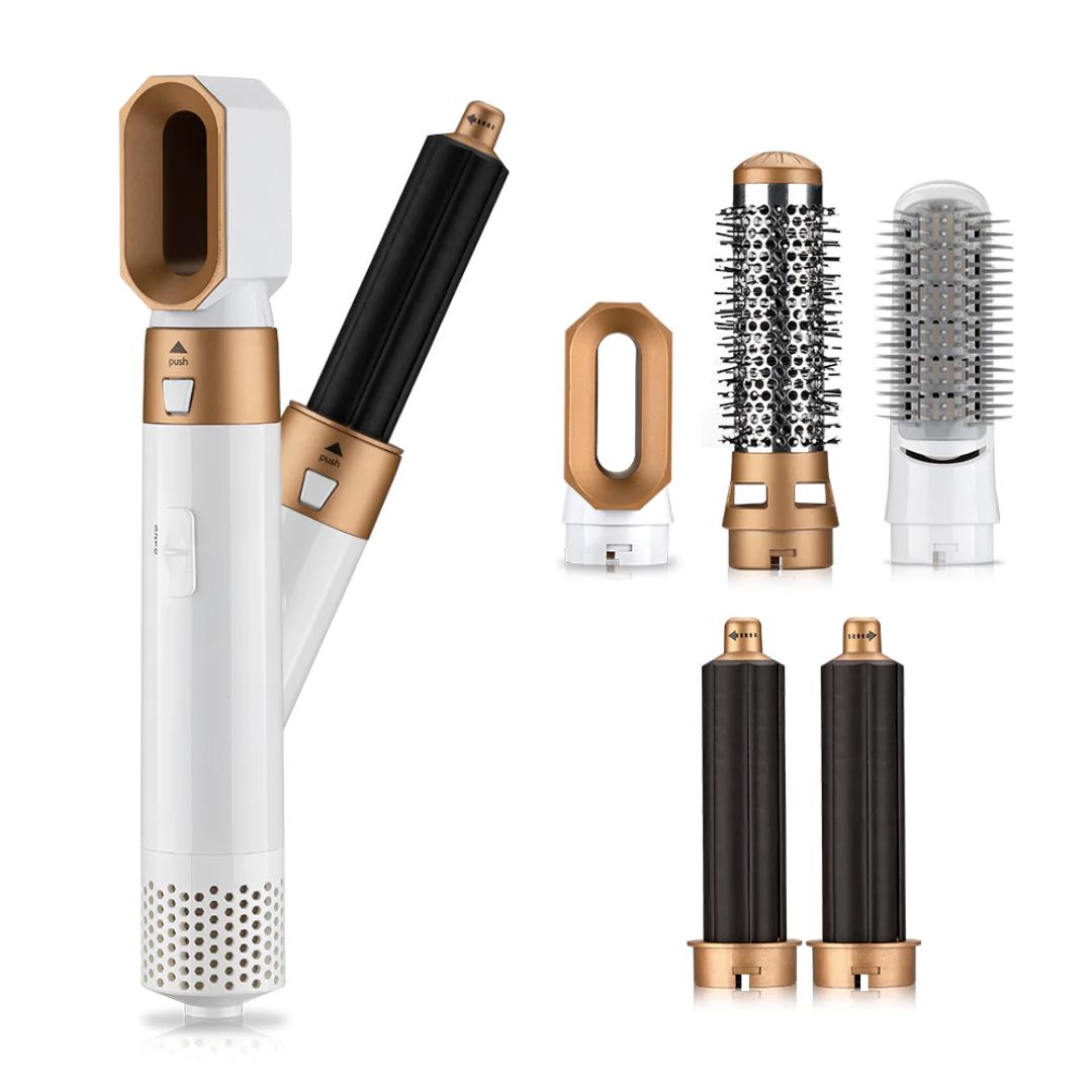 Multipeinado 5 en 1. Este revolucionario dispositivo cuenta con un potente motor V9 que libera flujo de aire para brindar un peinado más suave que los rizadores de cabello tradicionales. Disfrútalo ahora mismo