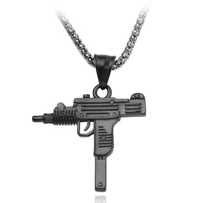 Submachine Gun Pistol Necklaces Apresentando o colar de pistola de metralhadora! Este colar elegante e exclusivo é perfeito para qualquer homem que entende de moda.