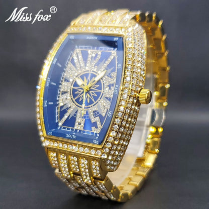 Iced Out Watch For Men Dê a si mesmo a atenção que você merece com este Iced Out Watch For Men. Criado para ter um estilo atemporal e elegância luxuosa, este relógio foi projetado para chamar a atenção, não importa onde você esteja.