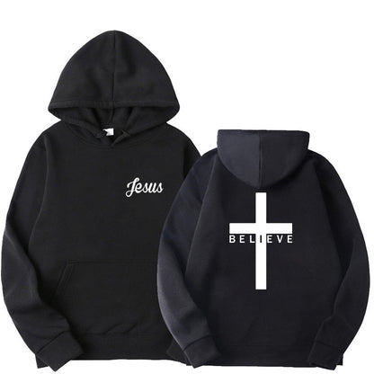 Casaco Believe Jesus Hoodie Abrace o conforto e a confiança com nosso moletom com capuz Believe. Este moletom aconchegante e elegante apresenta um design atemporal com uma estampa gráfica 'Believe', inspirando positividade onde quer que você vá.