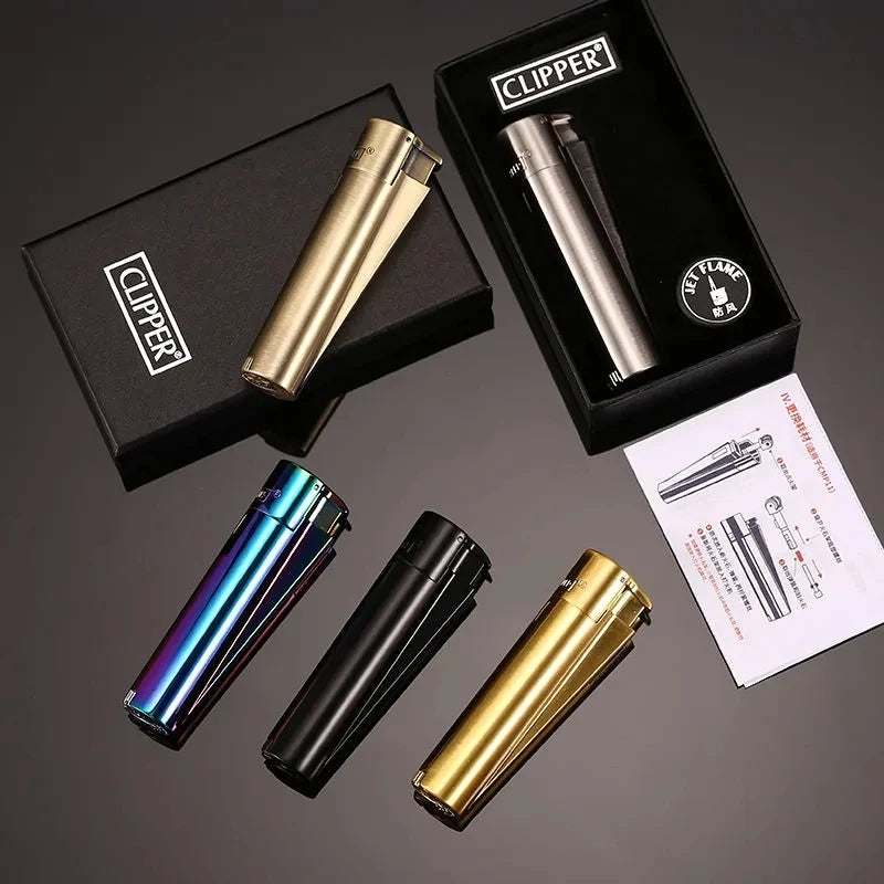 CLIPPER À Prova de Vento Jato Reto Chama azul com tampa contra poeira e Caixa de Presente