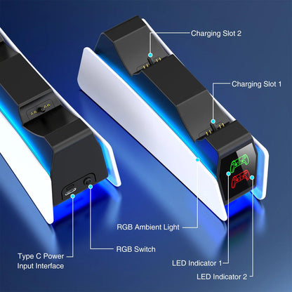 Carregador rápido duplo para Playstation 5 com LED informativa. - IMEDIATO SHOP