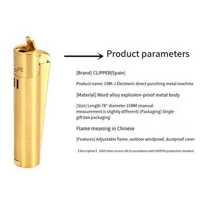 CLIPPER À Prova de Vento Jato Reto Chama azul com tampa contra poeira e Caixa de Presente