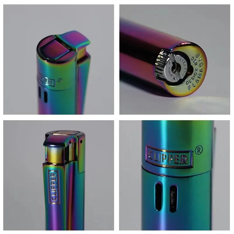 CLIPPER À Prova de Vento Jato Reto Chama azul com tampa contra poeira e Caixa de Presente