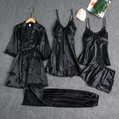 Conjunto de Seda Luxuoso
Transforme suas noites com nosso Conjunto de Robe e Pijama de Seda - 5 peças:Robe,Camisola,Blusa,Shorts,Calça✨ Conforto e elegância✨ 
🌟 Compre Agora! 🌟