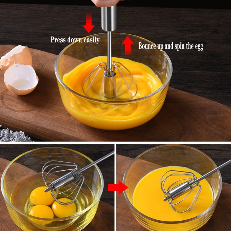 Batedor semi-automático Leve suas criações culinárias para o próximo nível com este batedor de pressão manual fácil de usar, feito de aço inoxidável de alta qualidade.