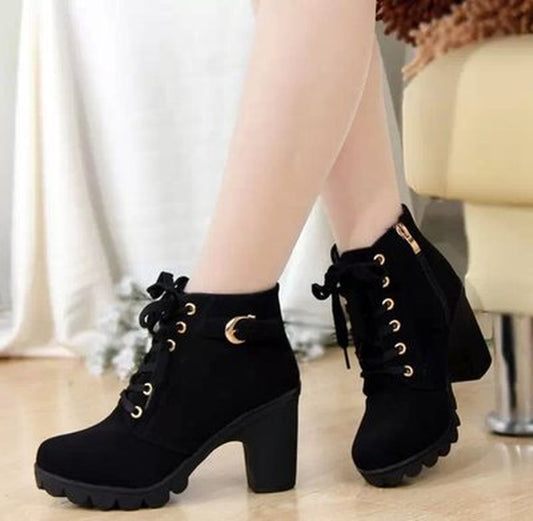 Botas femininas de salto grosso inverno