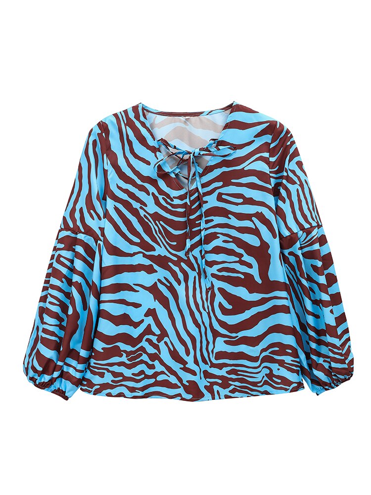 BLUSA Zebra V-neck Women Blouse Se você está procurando uma blusa versátil e estilosa que possa facilmente transitar do escritório para uma saída à noite casual.