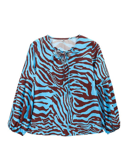 BLUSA Zebra V-neck Women Blouse Se você está procurando uma blusa versátil e estilosa que possa facilmente transitar do escritório para uma saída à noite casual.