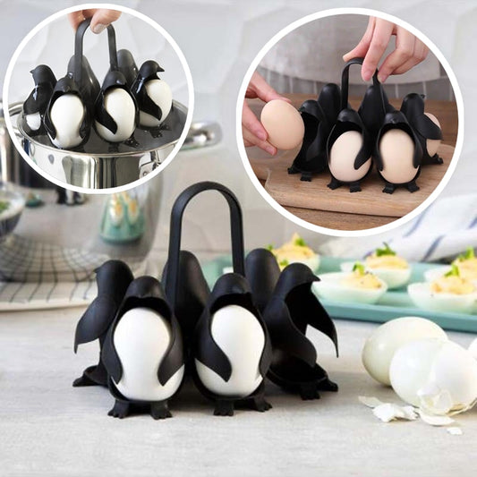 Suporte para cozer ovos 6 Procurando uma maneira rápida e fácil de cozinhar ovos? O Penguin Egg Boiler Poachers Steamer é o utensílio de cozinha perfeito para você!