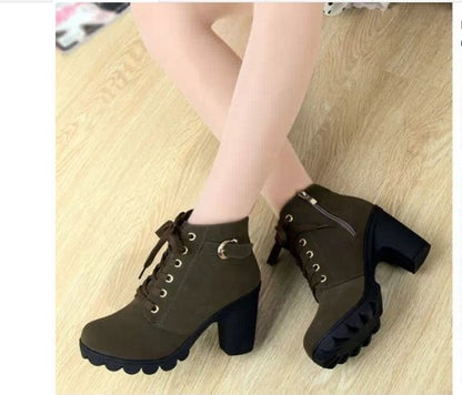 Botas femininas de salto grosso inverno