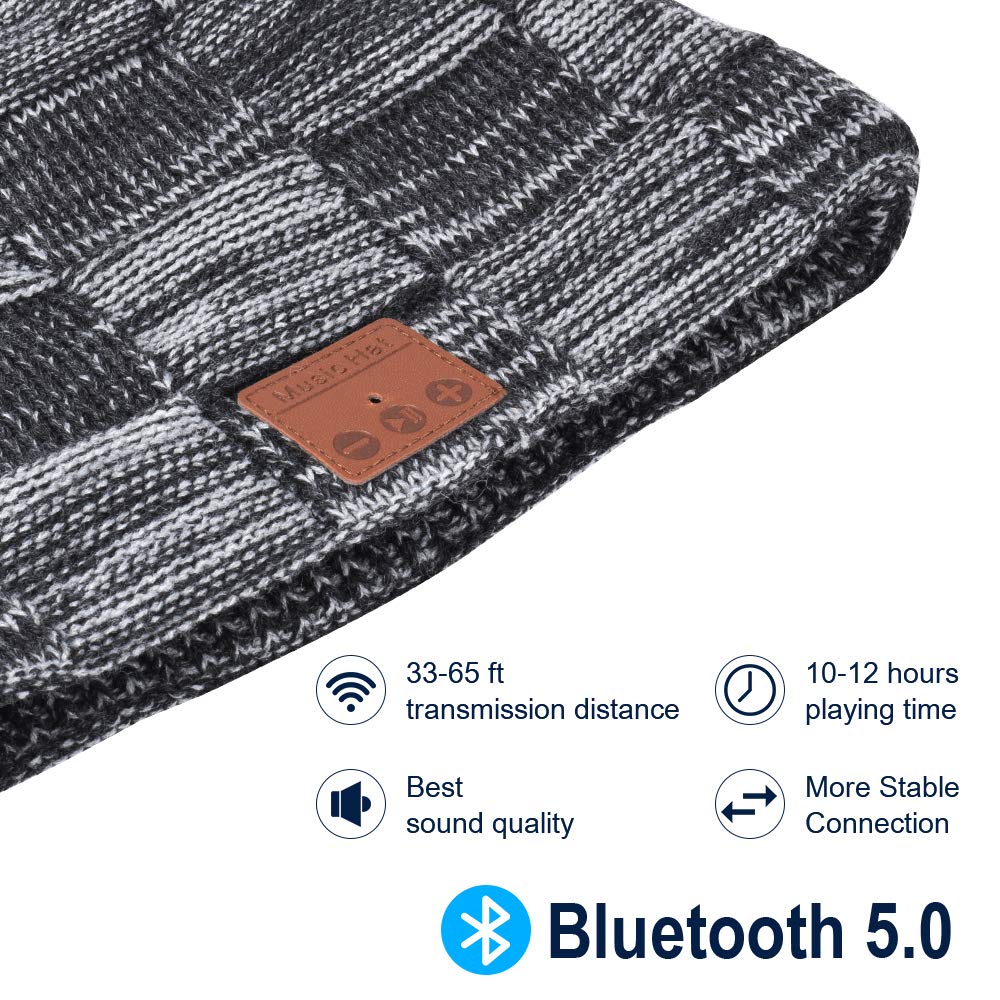 Gorro com Bluetooth Beanie  O gorro Bluetooth com microfone embutido é adequado para viagens de férias, esportes etc. Carrega apenas cerca de 1,5-2 horas, oferece até 10-12 horas de conversação/reprodução de música e mais de 60 horas em standby.