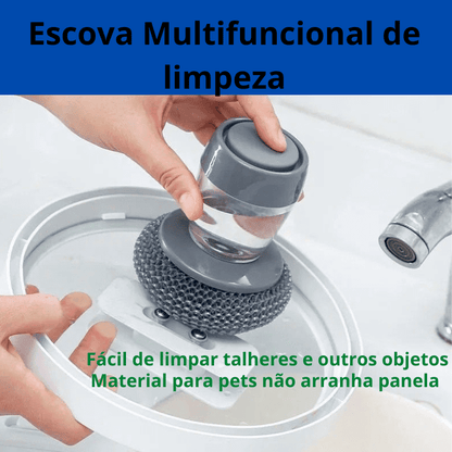 Bucha dispensadora de sabão Nossa exclusiva bucha dispensadora de sabão foi projetada pensando na conveniência e torna a limpeza de talheres e outros itens mais rápida e fácil do que nunca.