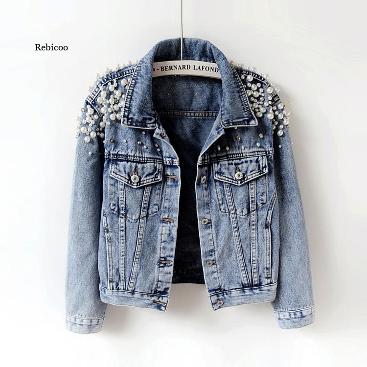 CASACO Pearl Casual Denim Jacket for Women Apresentando nossa elegante e versátil jaqueta jeans para mulheres, o complemento perfeito para o seu guarda-roupa de outono e inverno.